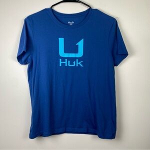 Huk Women's Blue Logo T-Shirt Medium